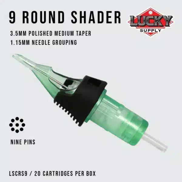 Lucky Supply V2 Needle Cartridges - ROUND SHADERS (12 Gauge, Medium Taper) - Image 3